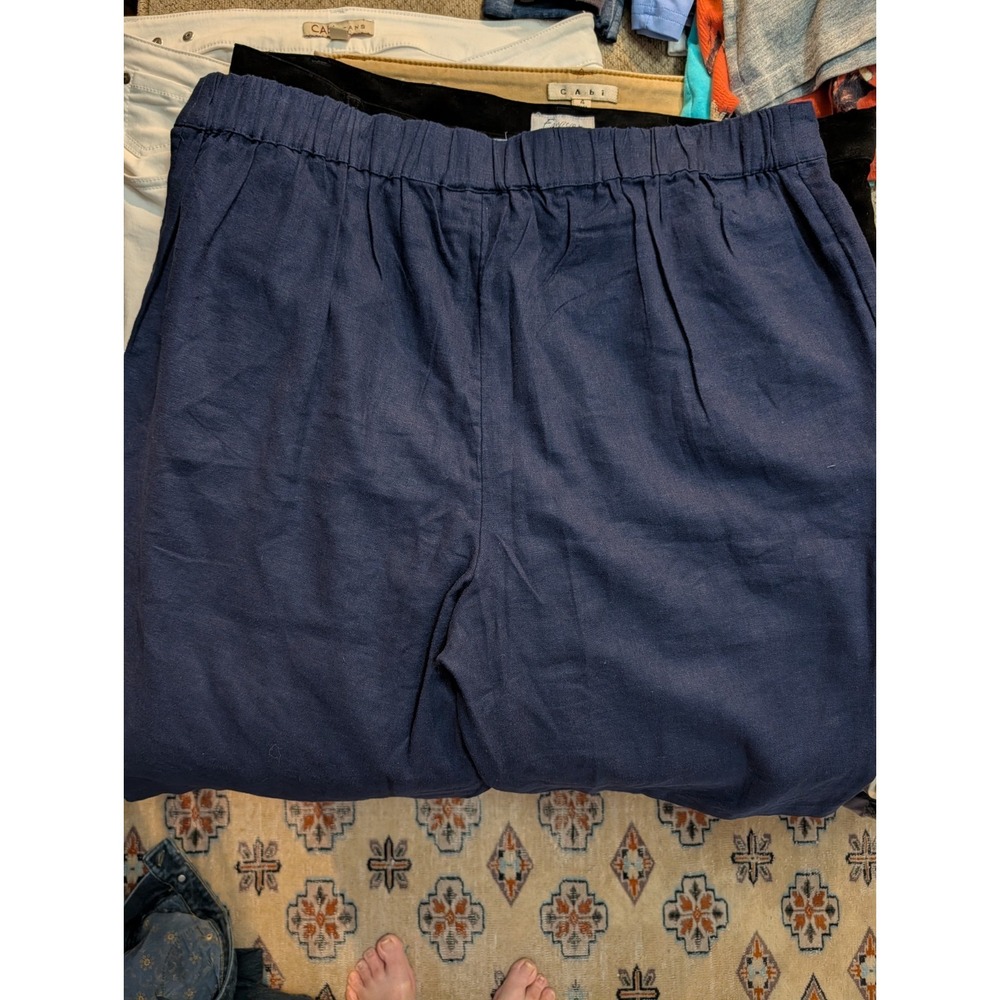Naturals D&Co Women's Shorts Dress Size L Navy Linen Flax‎ Viscose